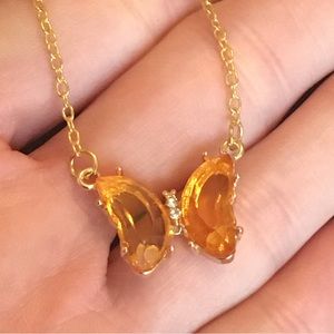 Pretty Orange Butterfly Fashion Jewelry Necklace
